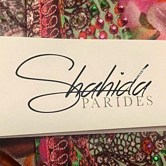 SHAHIDA PARIDES Floral embellished mini dress SILK  M - Picture 8 of 16